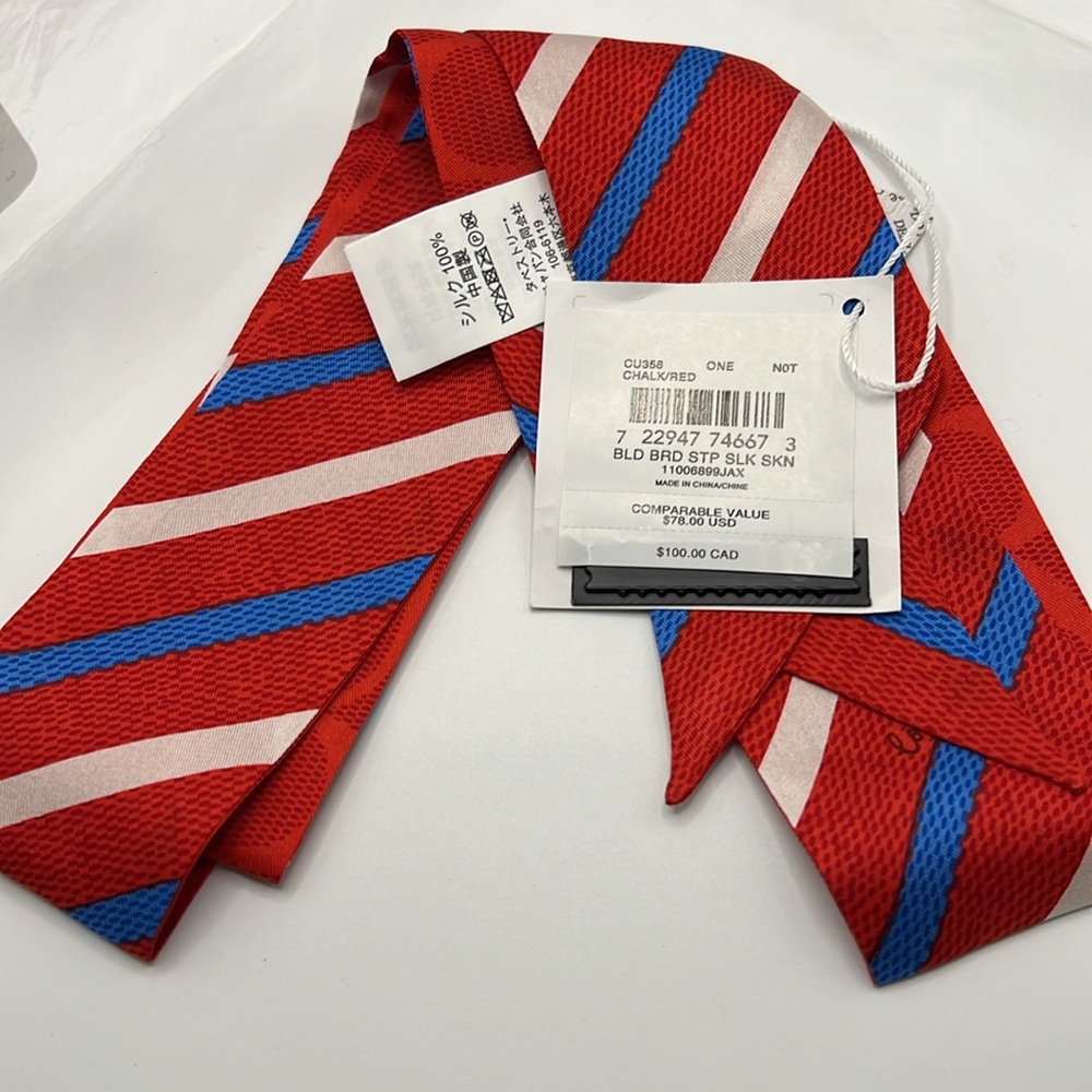 Coach NTW Red Stripe 100% Silk Scarf - Picture 2 of 7